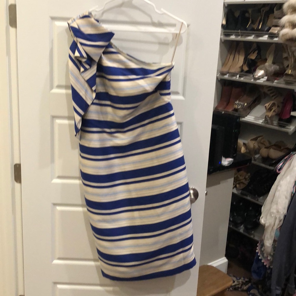 Banana Republic One shoulder midi dress ruffle